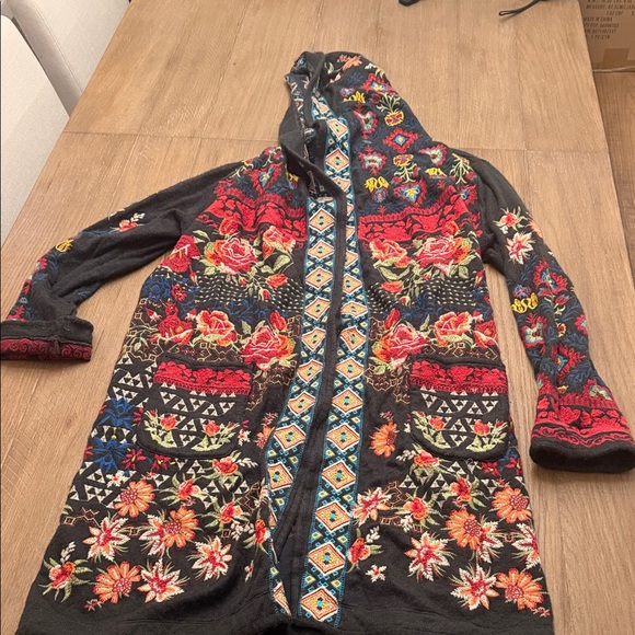 Johnny Was Multicolor Embroidered Hooded Cape - Picture 1 of 5